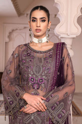 JJ EMBELLISH BY JANIQUE LUXURY EMBROIDERED UNDTITCHED SUIT D-004 Orchid Vine